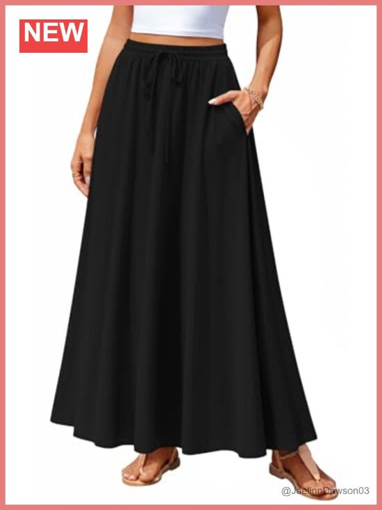 Dresses & Skirts - Flowy A-Line Maxi Skirt for Women with Pockets